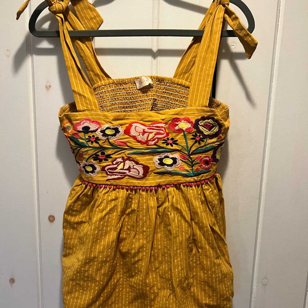 Altar'd State Yellow Embroidered Tank Top